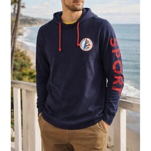 Paper Denim & Cloth Mens Navy Blue Yacht Hoodie Slub Cotton DH919VNAV L